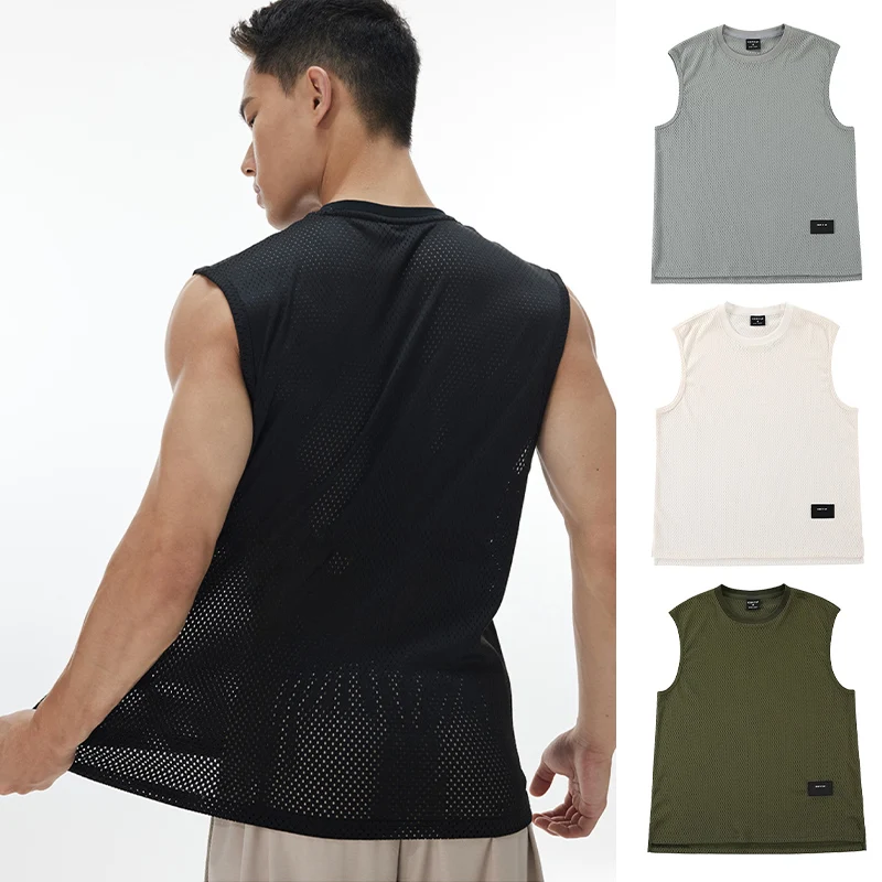 Sleeveless Undershirt - メンズルーズスポーツベスト,バスケットボール,フィットネス,ニット,通気性,ノースリーブTシャツ,ランニング用,マラソンTシャツ