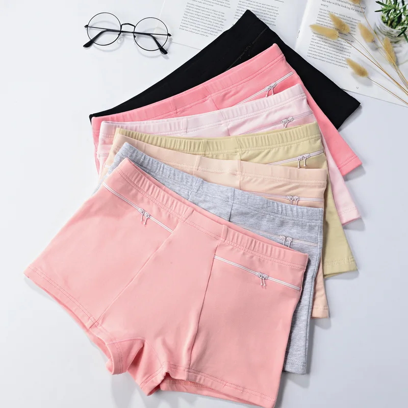 Boxer Brief Pack Cotton - 夏用スカートショーツ ポケット付き レディース下着 セーフティショーツ レディース安全防犯パンツ ソフトショーツ