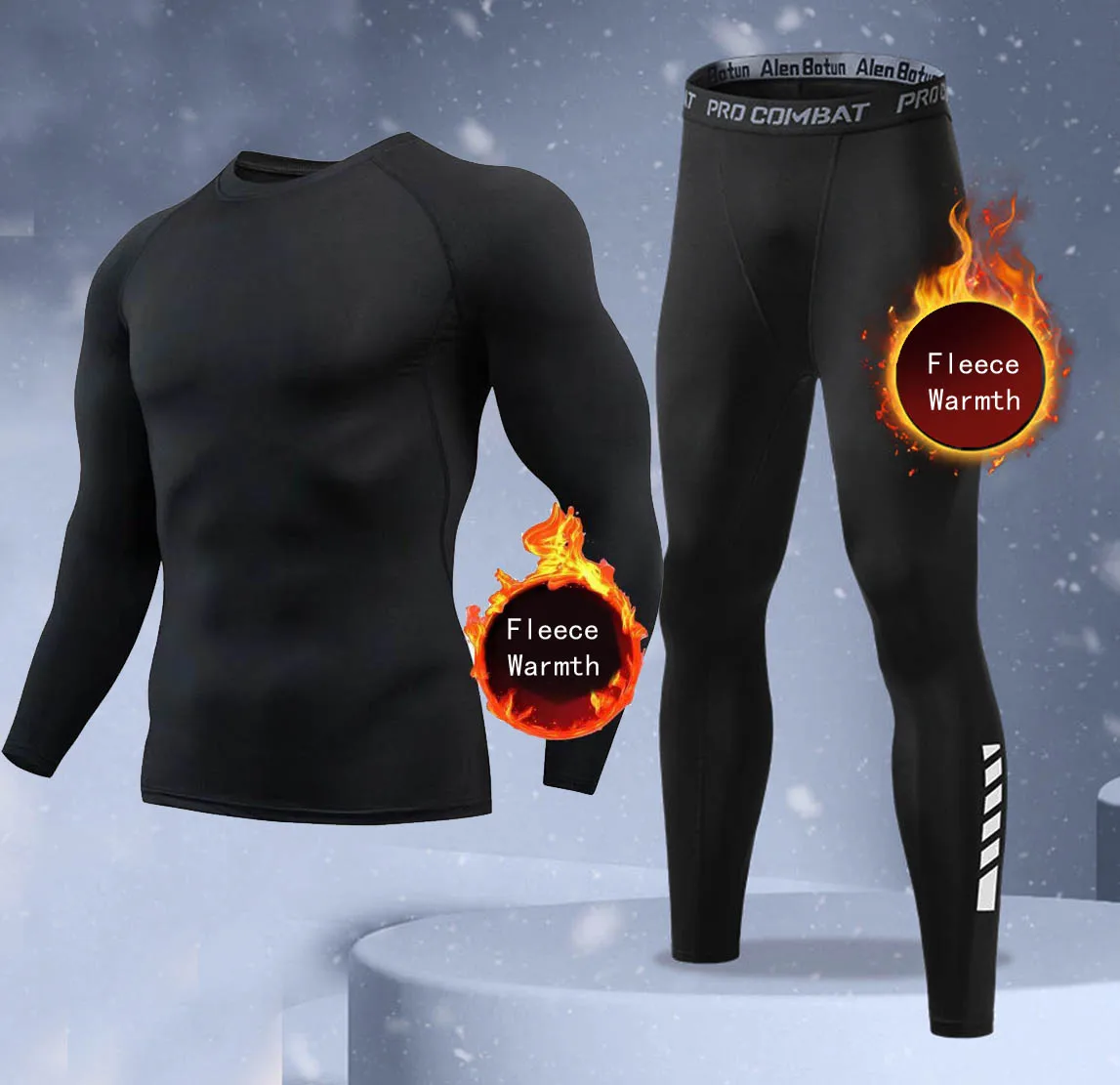 新作2ピース冬用保温メンズ下着セット フリースサーマルアンダ - Thermal Long John のレビューと価格