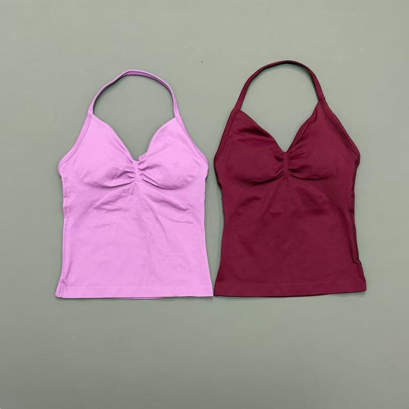 ジム女性用スポーツタンクトップ シームレス ホルターストラッ - Suspender Tank Top のレビューと価格