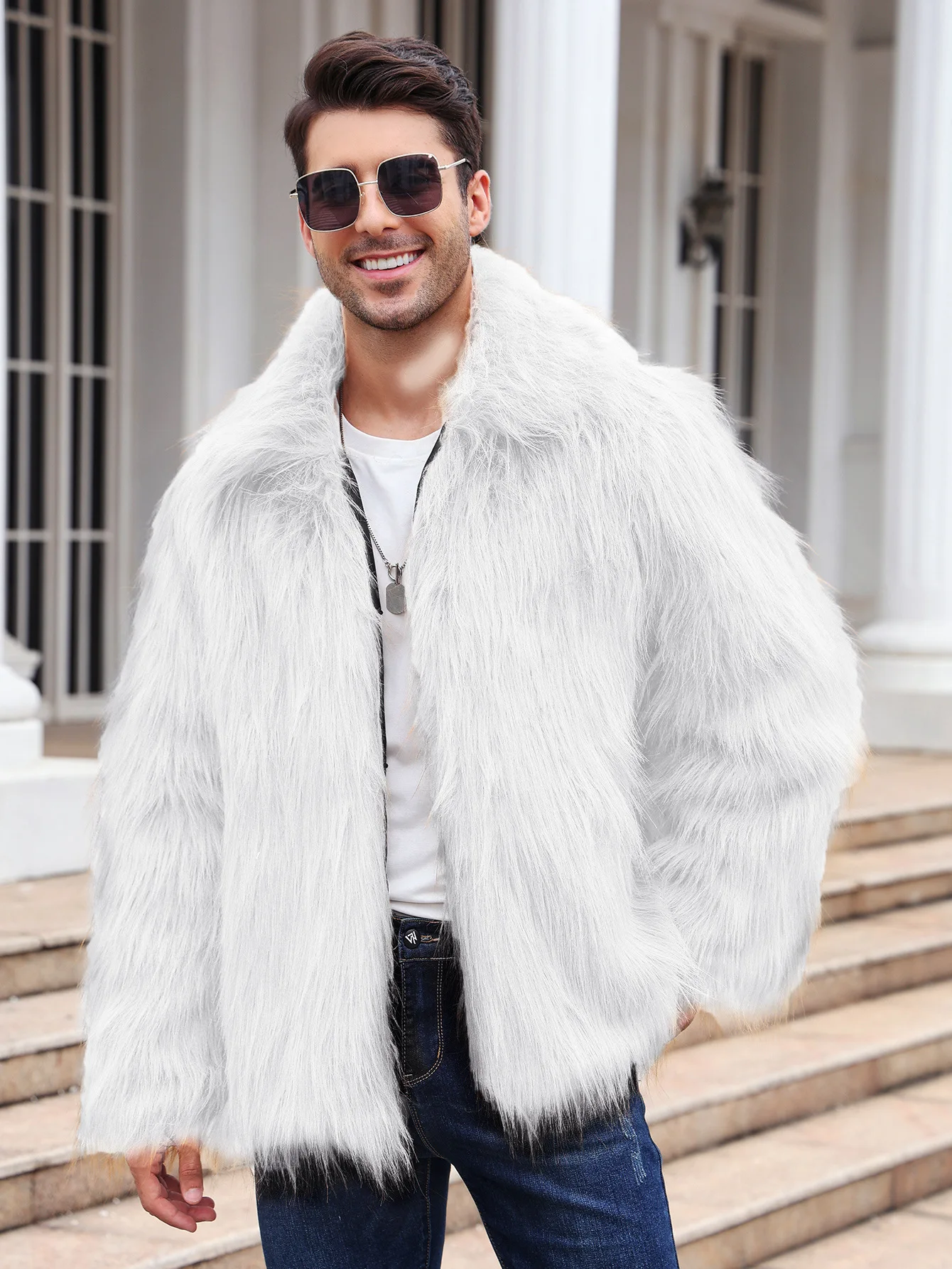 男性フェイクフォックスファージャケットコート冬厚いふわふわ長 - Thermal Long John のレビューと価格