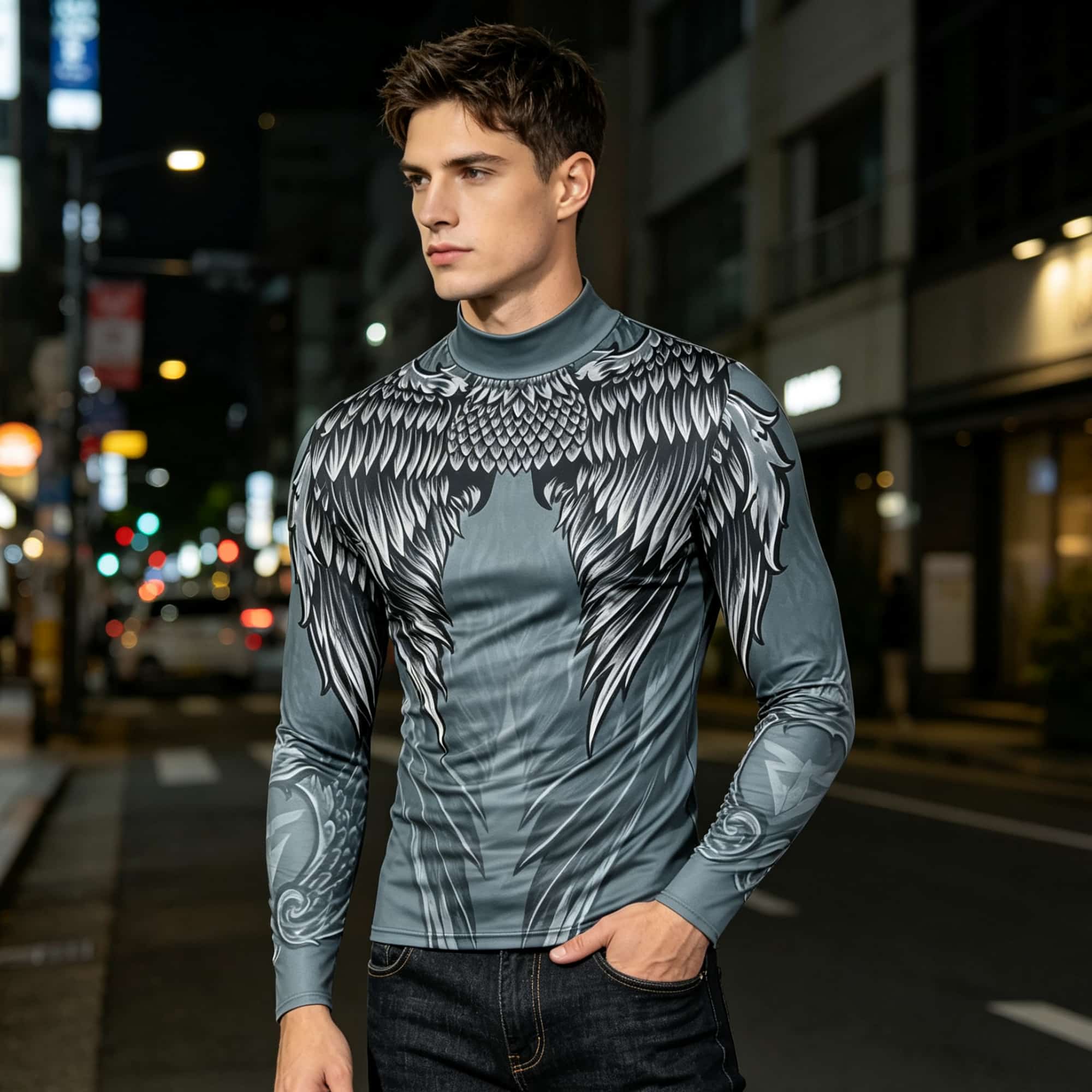 メンズアスレチック長袖ベースレイヤー、モックネック、イーグル - Base Layer Top のレビューと価格