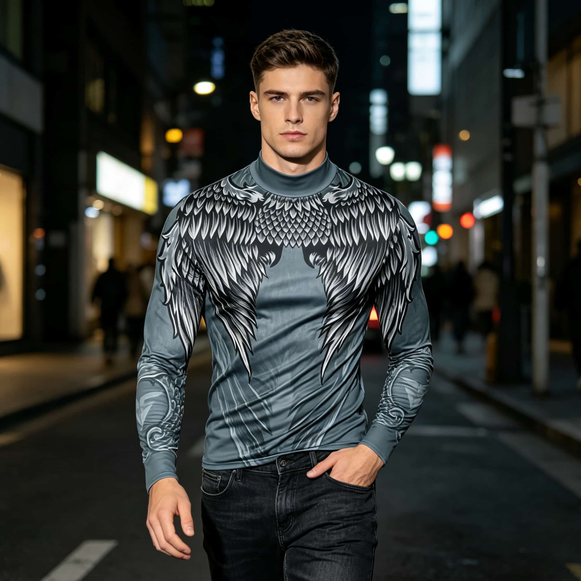 メンズアスレチック長袖ベースレイヤー、モックネック、イーグル - Base Layer Top のレビューと価格
