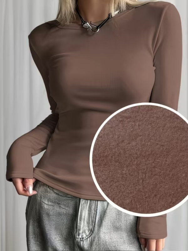 女性用フリース裏地ベースレイヤーシャツ長袖スリムフィットイン - Base Layer Top のレビューと価格
